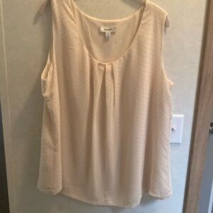 Light tan  with black circle design sleeveless tank top by Dressbarn